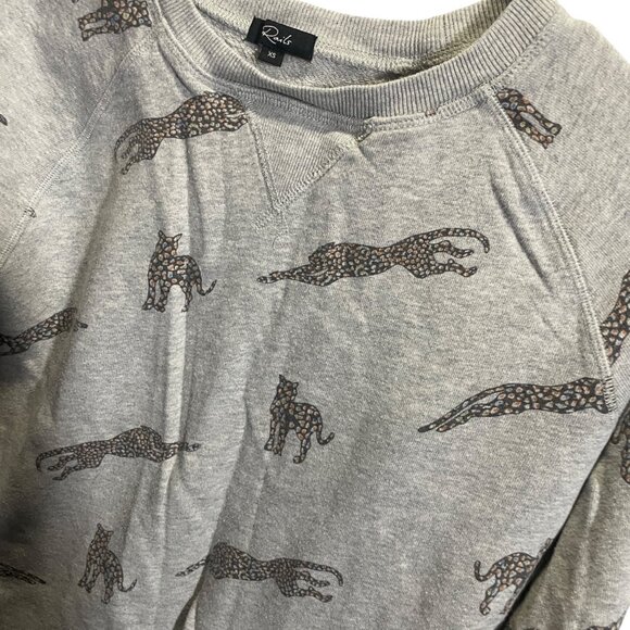Rails XS Gray Leopard Print Sweatshirt Cotton Blend Casual - Picture 2 of 4